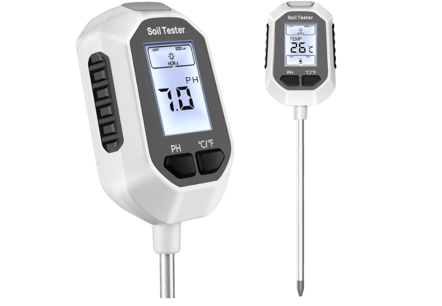 YAMRON 4-in-1 Soil Moisture Meter Digital Plant Temperature/Soil Moisture/PH Meter/Sunlight Intensity Backlight LCD Display Soil Test Meter for Gardening 