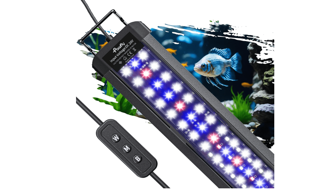 Pawfly 11W Aquarium LED Light for 12 to 18 Inch Fish Tanks Extendable Fish Tank Light with Full Spectrum Brilliant White Blue Red Lights 