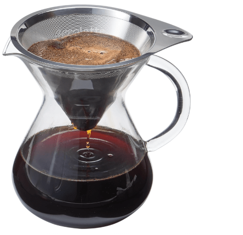 aerolatte Drip Coffee Brewer and Microfilter, Borosilicate Glass and 18/8 CapacityStainless Steel, 2-Servings, 12-Ounce 