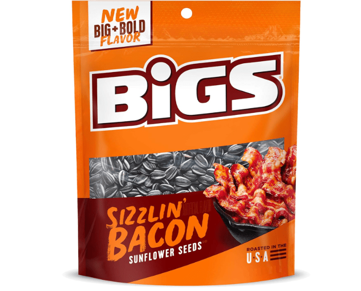 BIGS Sunflower Seeds, Sizzlin' Bacon Flavor, 5.35 oz. (Pack of 12) 