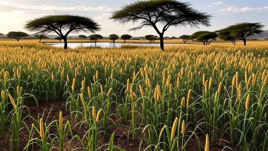 Acacia trees conserving water for millet crops in farmland