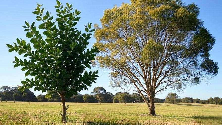 Healthy and stressed eucalyptus trees showing common growing issues