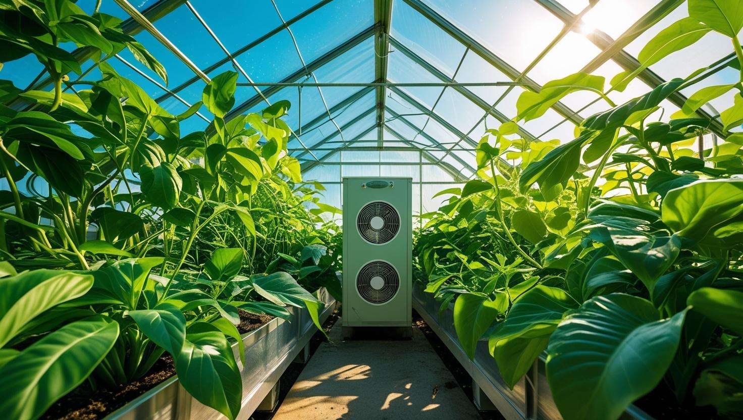 Small greenhouse with fan-and-pad evaporative cooling system in summer
