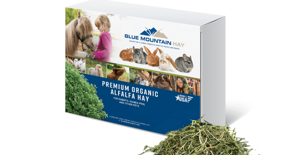 Blue Mountain Hay High-Altitude Hay - Organic Alfalfa, 5lb - High Protein, Fiber & Mineral-Rich - Soft, Leafy, High Leaf Retention - Ideal for Goats, Rabbits, Guinea Pigs & Other Small Animals 