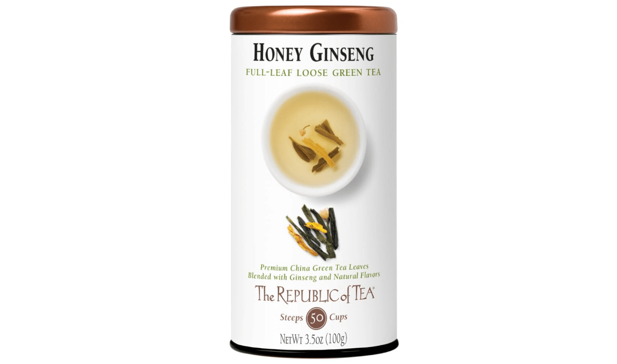 The Republic of Tea Honey Ginseng Full-Leaf Tea, 3.5 Ounces / 50 Cups 