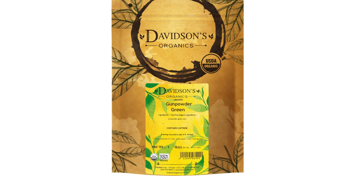 Davidson's Organics, Gunpowder Green, Loose Leaf Tea, 16-Ounce Bag(Packaging May Vary) 