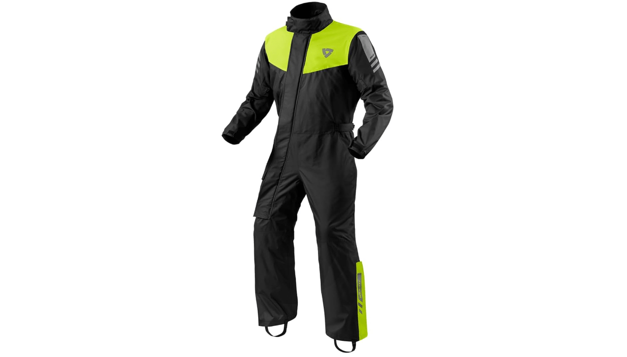 REV'IT! Pacific 4 H2O Motorcycle Rain Suit (Black/Neon Yellow - X-Large) 