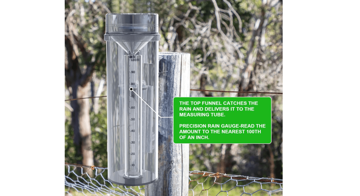 Precise Rain Gauge with Mounting Bracket, Outdoor Rain Gauge Accurate to 1/100th of an Inch, Made of UV and Heat Resistant Polycarbonate Material for All Weather Conditions 