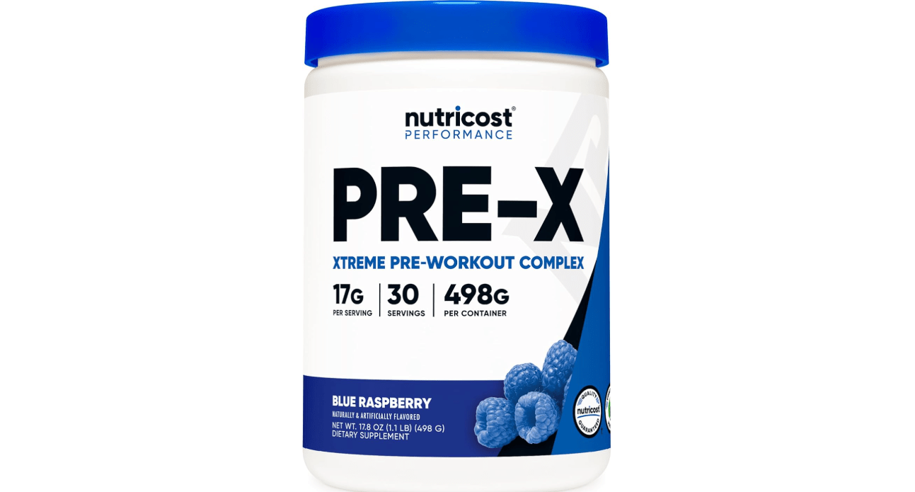 Nutricost Pre-X Xtreme Pre-Workout Complex Powder, Blue Raspberry, 60 Servings, Vegetarian, Non-GMO and Gluten Free 