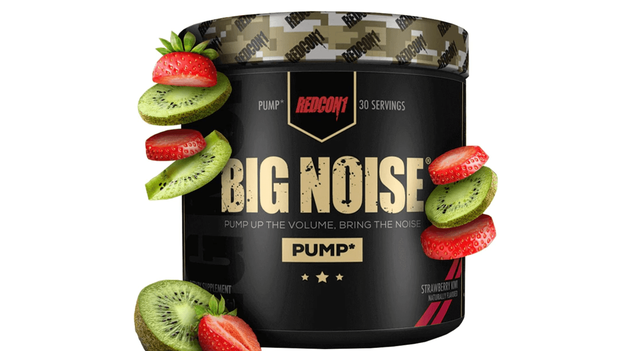 REDCON1 Big Noise Non-Stim Pre Workout - Pump, Muscular Endurance + Focus Enhancing Caffeine Free Pre Workout Powder - Keto Friendly Workout Powder for Faster Gains (Strawberry Kiwi, 30 Servings) 