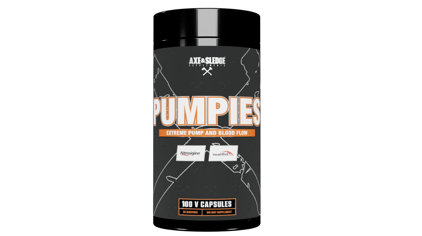 Axe & Sledge Supplements PUMPIES Nitric Oxide Booster with VasoDrive-AP and Nitrosigine, Increase Pumps, Performance, and Recovery, 20 Servings, 100 Capsules 