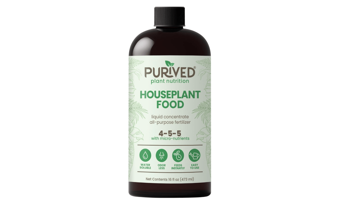 Purived 16oz All-Purpose Liquid Plant Fertilizer - Makes 50 Gallons, for Indoor Houseplants, All-Natural, Groundwater Safe, Made in USA 