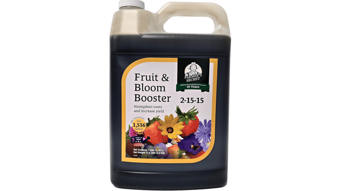Farmer’s Secret Fruit & Bloom Booster Fertilizer (128oz) - Super Concentrated - Increases Flowering and Yield on All Varieties of Fruits, Vegetables and Flowers 