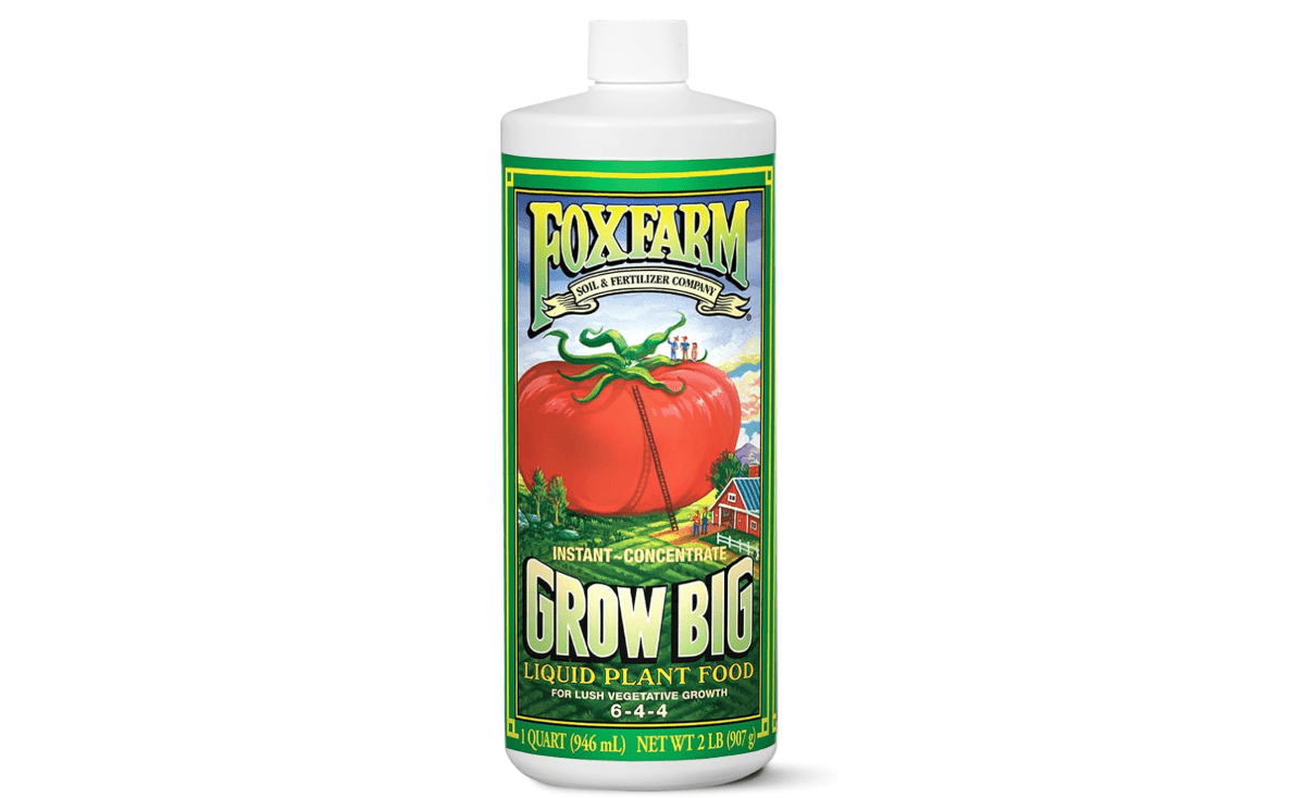 FoxFarm Grow Big Liquid Plant Food - Bloom Fertilizer for Flowers, Fruits, and Vegetables, Perfect for Indoor & Outdoor Potted Plants, NPK 6-4-4 (Quart) 