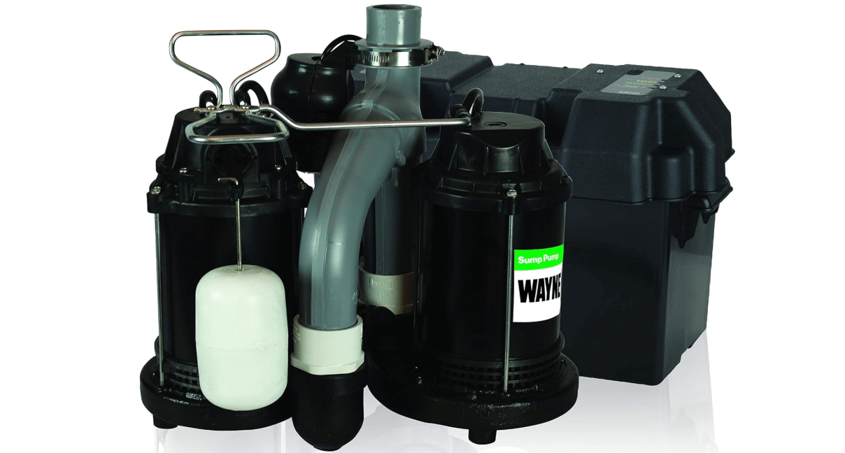 WAYNE - 1/2 HP Basement [Sump] [Pump] System with Integrated Vertical Float Switch and 12 Volt [Battery] Back Up Capability, [Battery] Not Included - Up to 5,100 Gallons Per Hour - Heavy Duty 