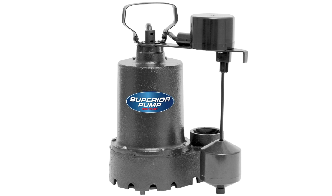 Superior Pump 92541 1/2 HP Cast Iron Sump Pump with Vertical Switch 