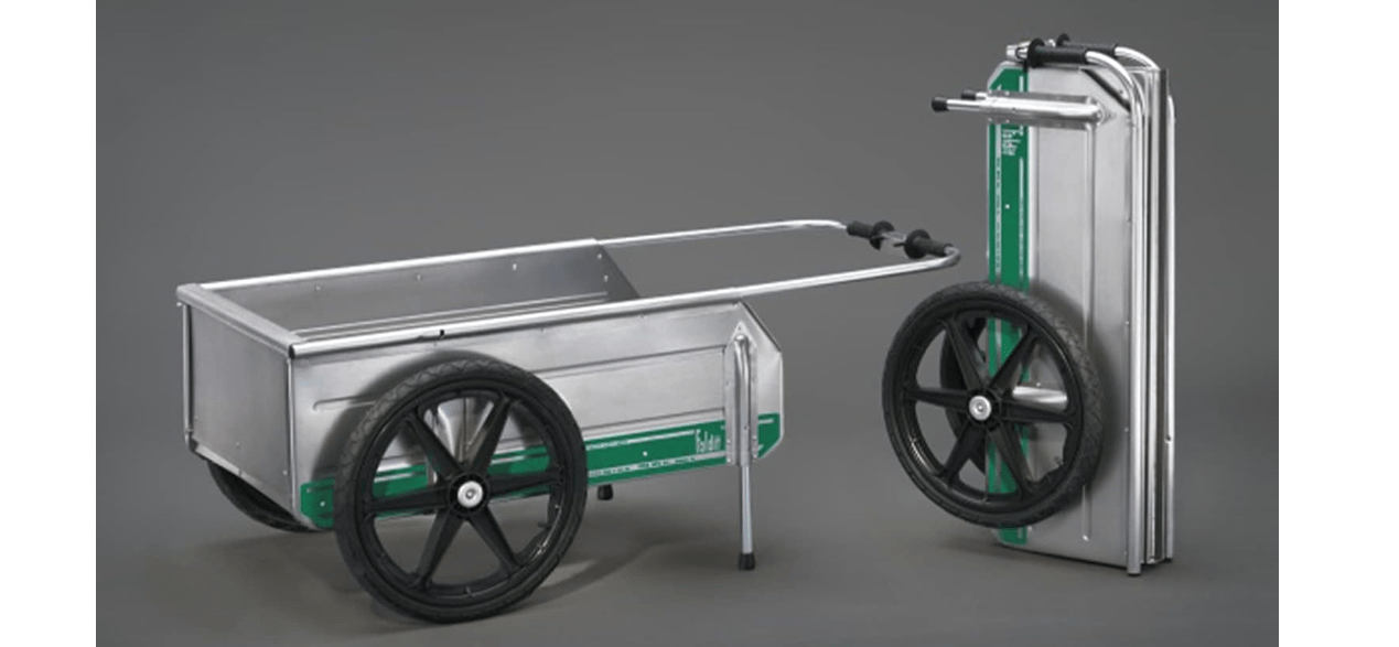 Tipke Manufacturing Company Foldit Portable Aluminum Folding Cart Multipurpose for Groceries, Yard and Construction Work, Green Stripe with Rear Gate 