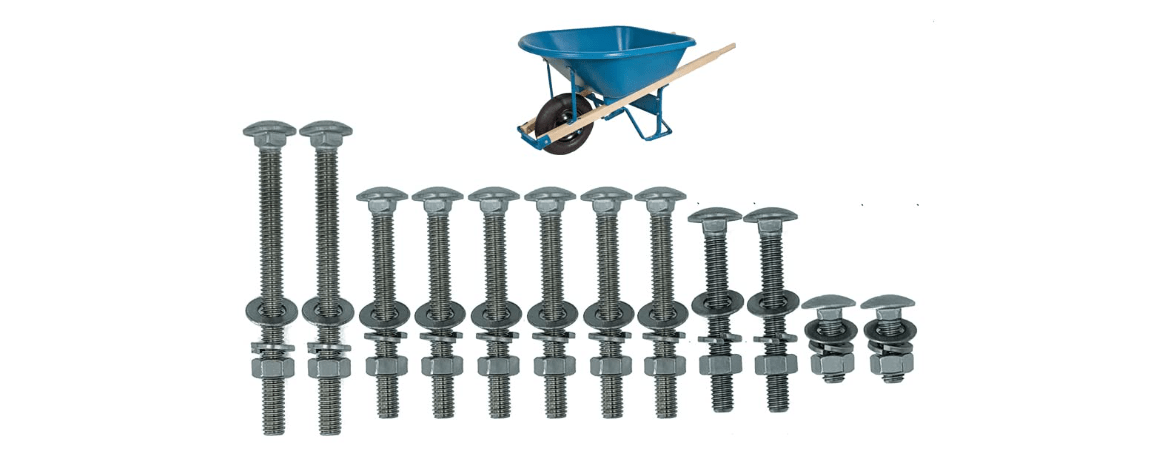 (12pcs) 304 Stainless Nuts and Bolts, Wheelbarrow Handles Replacement Kit, Wheelbarrow Parts, Carriage Bolts 