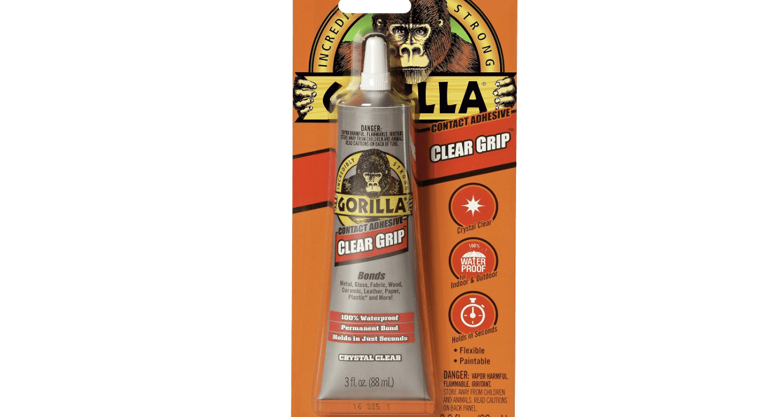 Gorilla Clear Grip Waterproof Contact Adhesive, 3 Ounce Tube, Clear, (Pack of 1)
