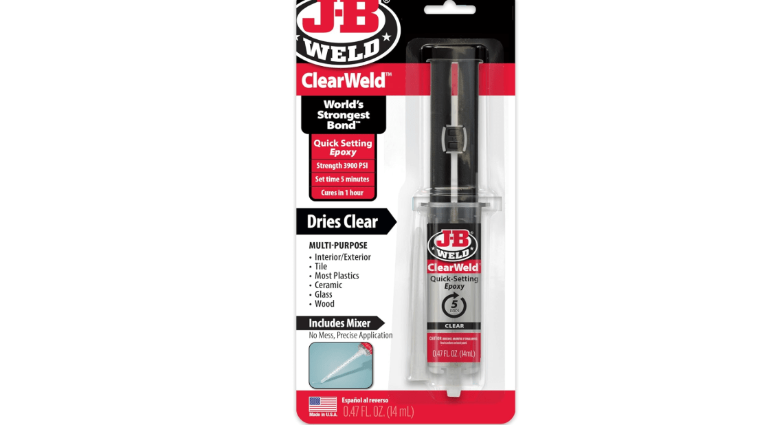 J-B Weld ClearWeld 5 Minute Epoxy, Clear, 14ml w/Static Mixer, (50114H)
