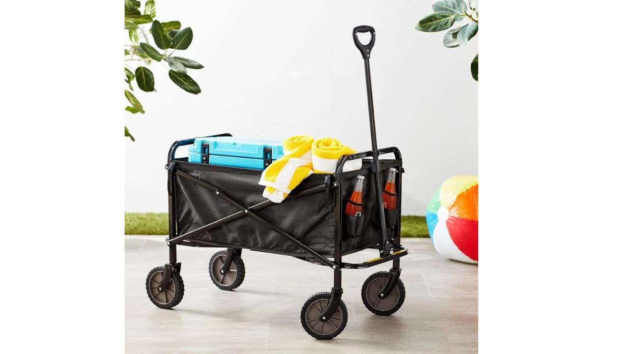 Amazon Basics Collapsible Folding Heavy Duty Utility Wagon for Outdoor Sports, 265 pounds Weight Capacity, Camping, Garden, and Shopping, 27.6 x 40.9 x 20 inches, Black