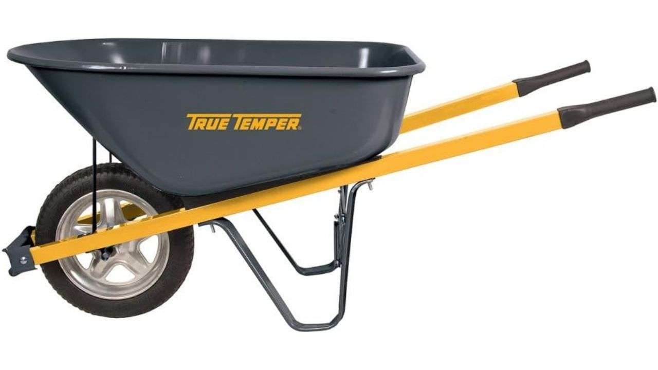 True Temper R6STSP25 Never Flat Tire Steel Wheelbarrow, 6 Cubic Foot