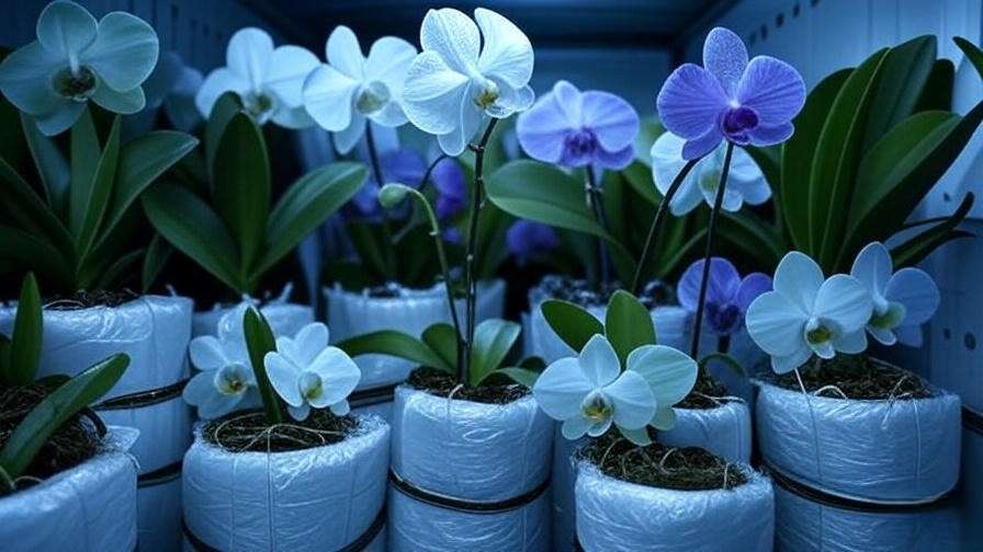 Tropical orchids in dry-pack shipping with refrigerated truck interior