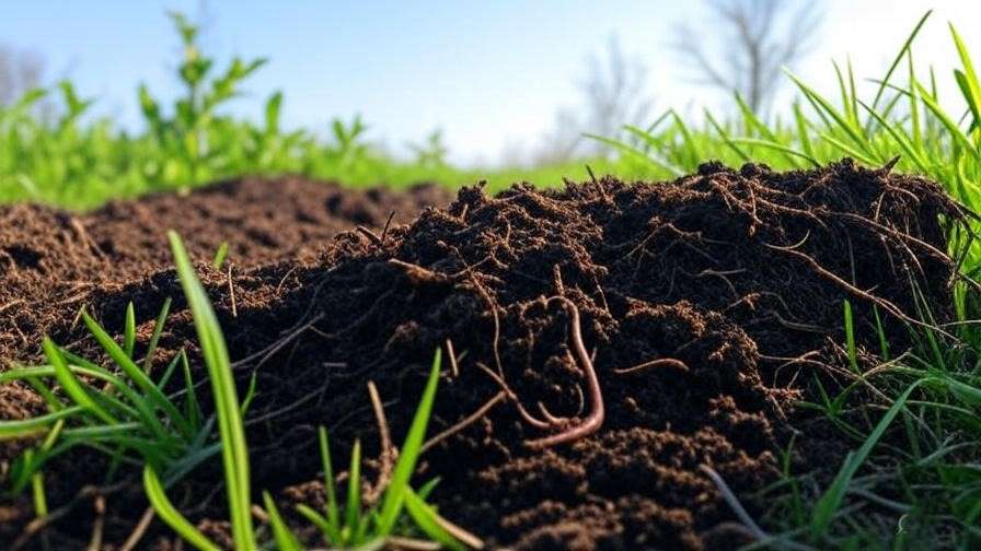 Nutrient-rich organic soil with cover crops and earthworms in a sustainable prune orchard.