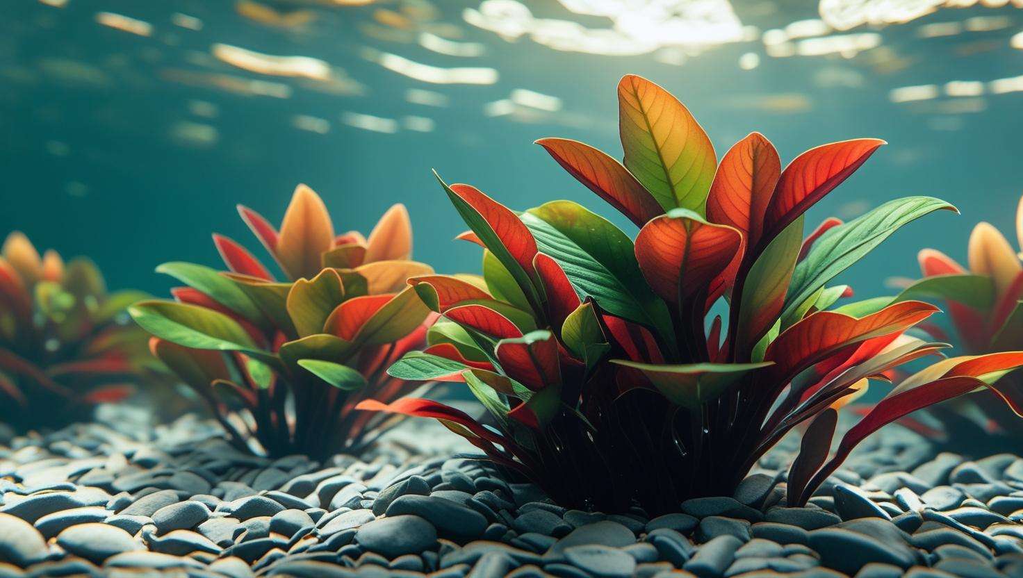 Cryptocoryne wendtii with colorful leaves in a lightly planted tank