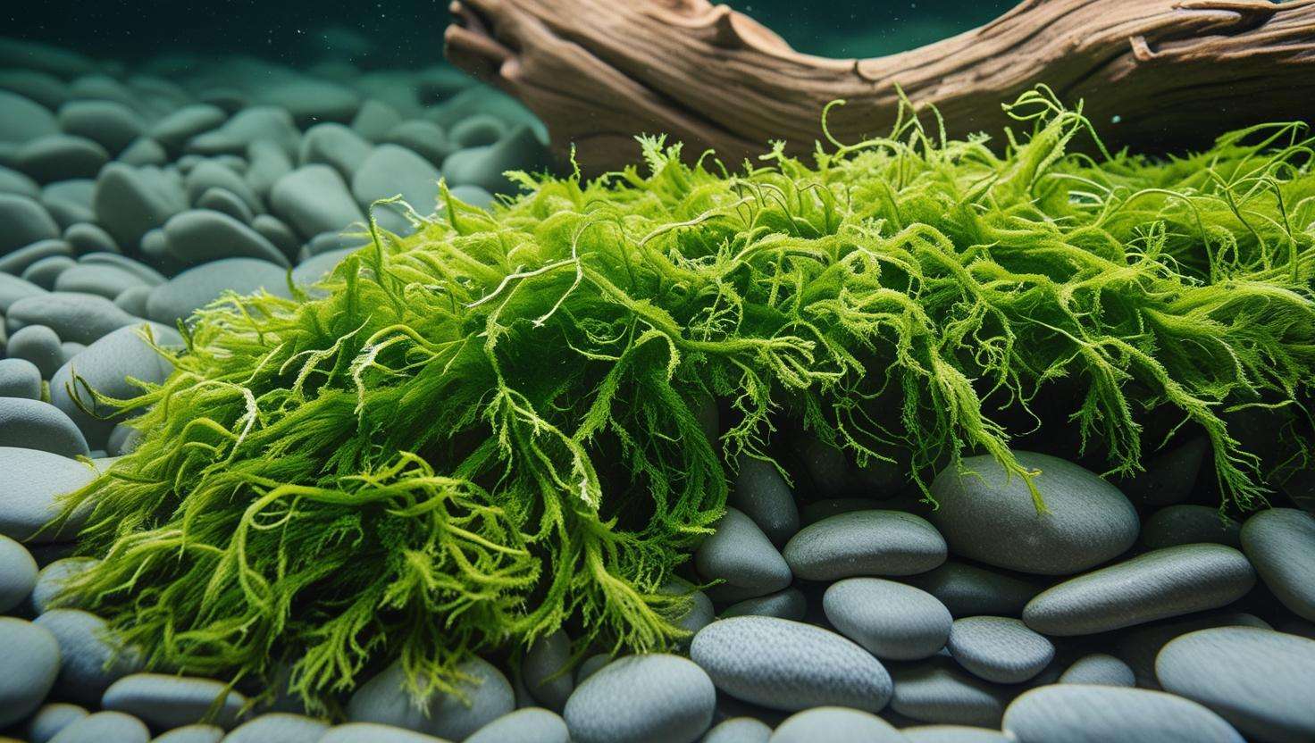 Java Moss carpet in a lightly planted aquarium setup