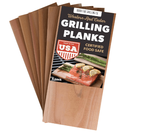 6-Pack Western Red Cedar Grilling Planks for Salmon, Beef, Veggies & More - 100% Natural & USA-Made and Sourced - Great for Beginners & Expert Grillers Alike