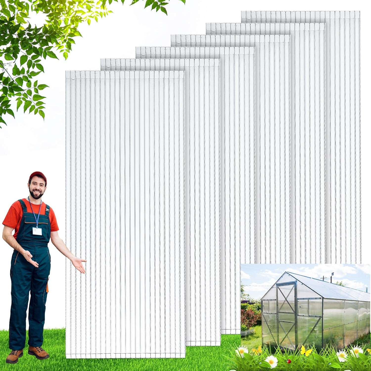 Veikous Walk-In Polycarbonate Greenhouse Kit