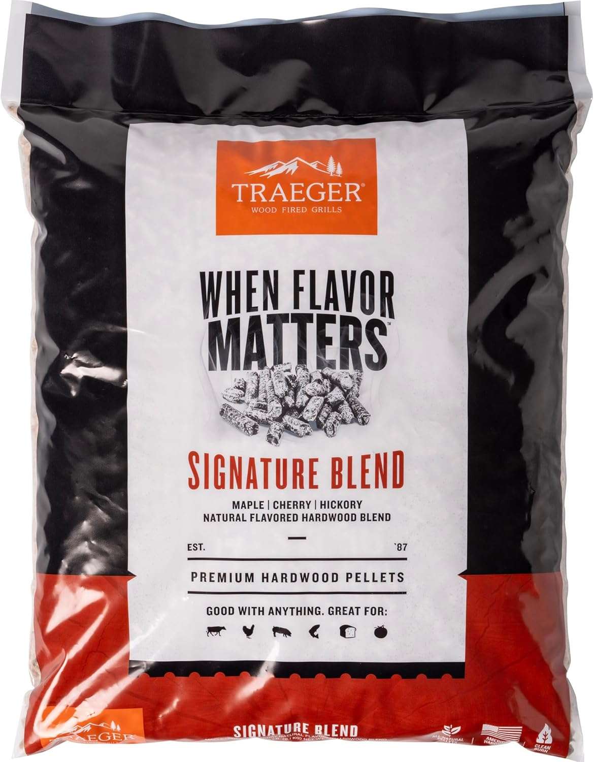 Traeger Grills Signature Blend 100% All-Natural Wood Pellets for Smokers and Pellet Grills, BBQ, Bake, Roast, 18 lb. Bag (Pack of 3)