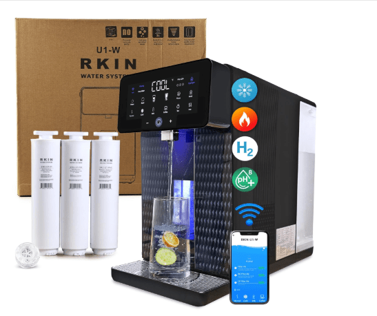 U1-W App-Enabled 4-in-1 Hot & Cold Countertop Reverse Osmosis Water Filter System – 5-Stage RO + Alkaline Re-Mineralization + Hydrogen-Enriched Water Dispenser with TDS & Filter Life Monitor