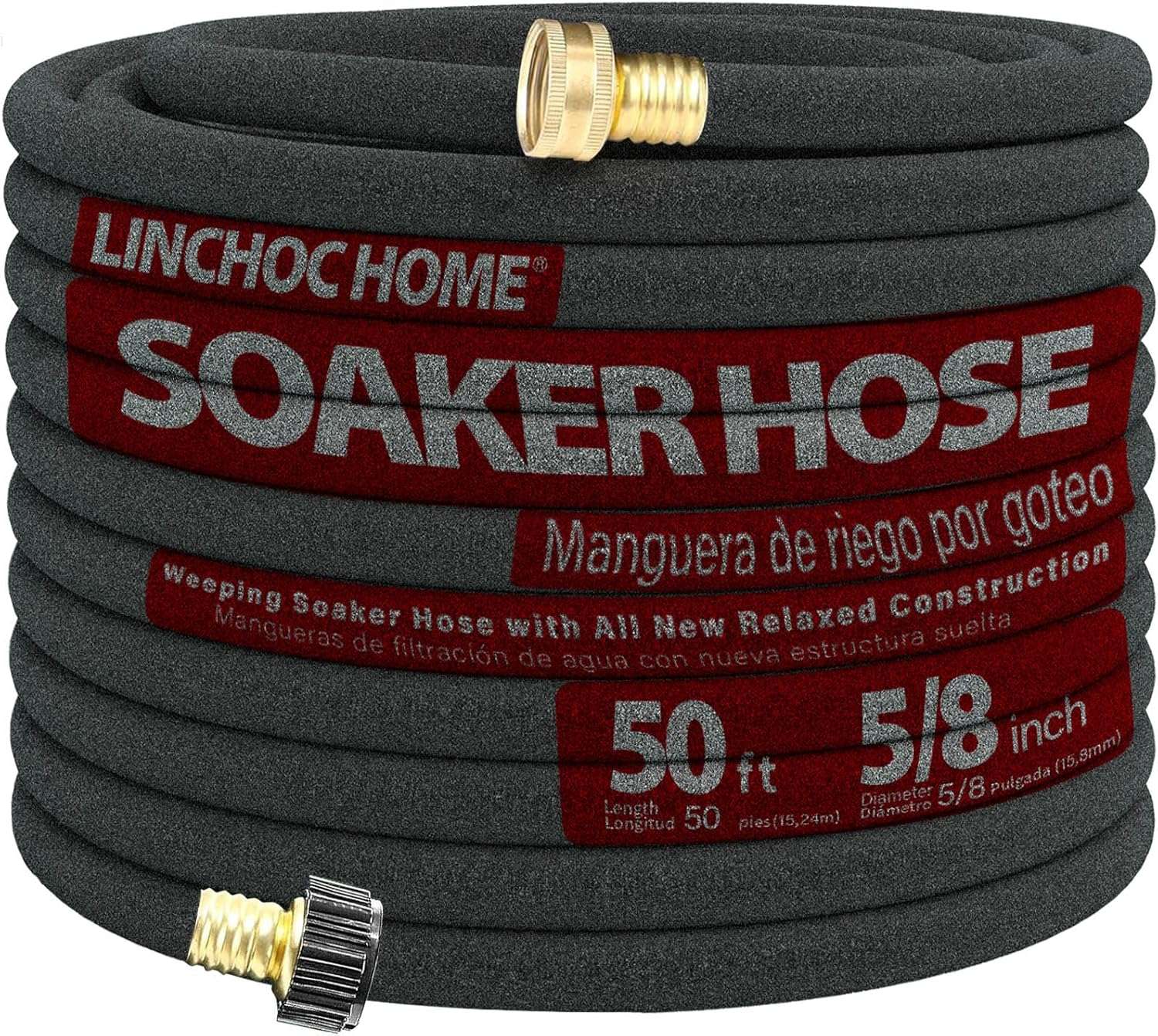 50FT 5/8" Heavy-Duty Soaker Hose for Foundation Watering & Gardens,Leak-Free Brass Connectors, Saves 70% Water, All-Weather Recycled Rubber Design ‌ Buy It From Amazon