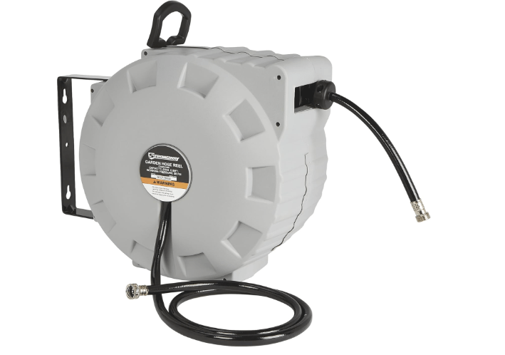 Strongway Retractable Garden Hose Reel with 5/8in. Dia. x 80ft.L Hose - Wall Mount