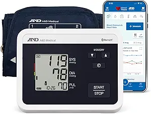 A&D Medical Multi-User Bluetooth Blood Pressure Monitor for Home Use - UA-770BLE - Wide Range Cuff (8.6-16.5" / 22-42cm), Up to 4 Users, iOS & Android Compatible, AA Batteries