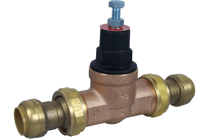 Cash Acme 3/4 Inch EB45 Double Union Pressure Regulating Valve (PRV), Push to Connect Brass Plumbing Fittings, 45 PSI, 24432-0045