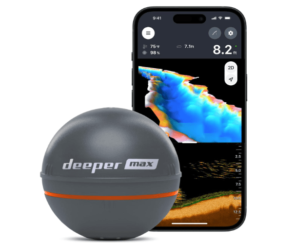 Deeper MAX Castable GPS Fish Finder– Portable Chirp Sonar Depth and Fish Finder for Boat Fishing, Ice Fishing, Shore Fishing - Personal 3D Depth Maps with User-Friendly Free App