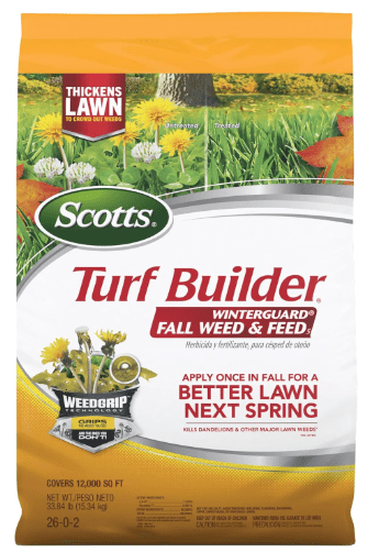 Scotts Turf Builder WinterGuard Fall Weed & Feed5, Weed Killer Plus Fall Fertilizer, 12,000 sq. ft., 33.84 lbs.