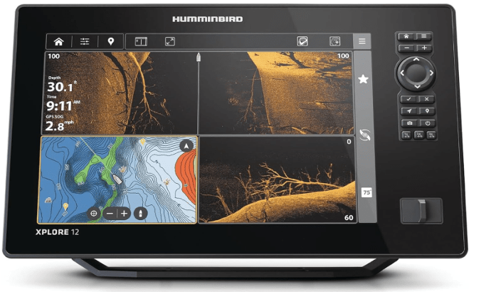 Humminbird XPLORE 12 GPS Fish Finder with Transducer, MEGA Side Imaging+ & HD Touchscreen