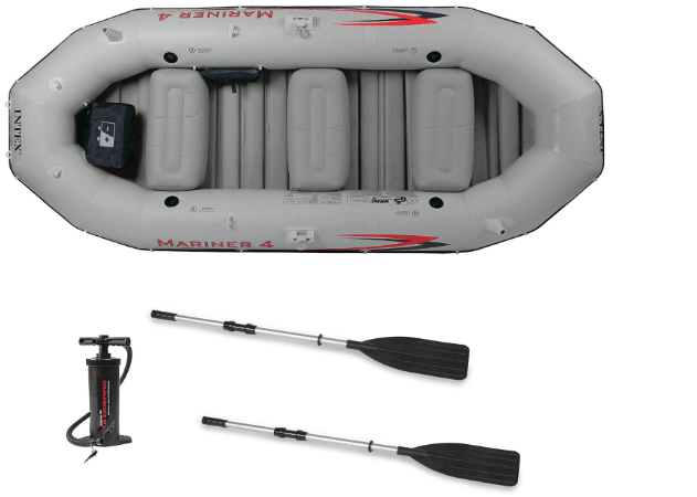 Intex Mariner 4-Person Inflatable River Lake Dinghy Boat and Oars Set (2 Pack)
