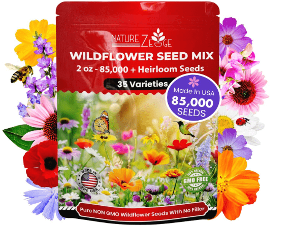 NatureZ Edge Wildflower Seeds Mix – 2 Oz, 85,000 Seeds, 35 Variety Perennial & Annual Flower Seeds to Plant Outside, Bulk Wildflower Seeds, Wild Flower, Semillas de Flores