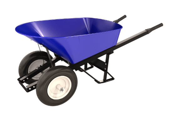 Bon Tool 28 903 Premium Contractor Grade Steel Double Wheel Wheelbarrow with Steel Handle and Ribbed Tire, 6 Cubic Feet