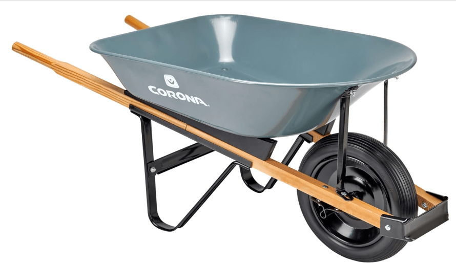 Corona 5 Cubic Foot Wheelbarrow in A Box Heavy Duty Garden Cart with 15 Inch Flat Free Tire for Outdoor Gardening, Yards, Planting