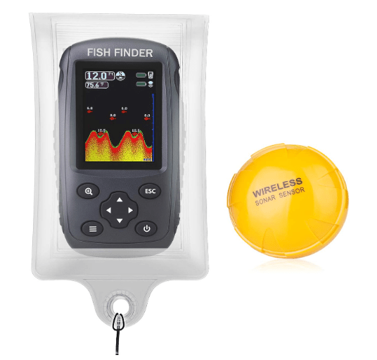 Portable Rechargeable Fish Finder Wireless Sonar Sensor Fishfinder with Water Resistant Bag Case