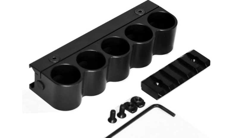 Trinity Side Saddle 5 Shell Holder for Kel-Tec KS7, 12 Gauge Tactical Shotgun Shell Pouch, Aluminum, Black