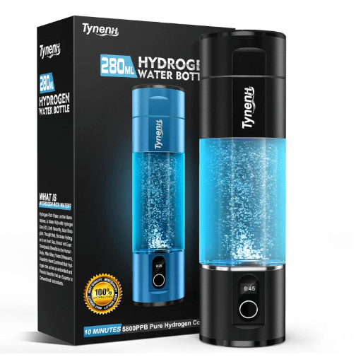 Portable Hydrogen Water Bottle Generator: 280ML Water lonizer Machine with 5800PPB+,SPE/PEM Technology,5/10min,Rechargeable Aquahealth Hydrogen Water,for Travel,Office Fitness Drinking (Black)