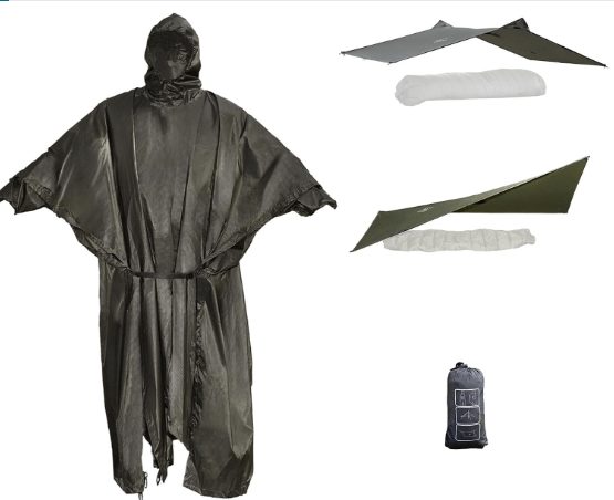 onewind Hooded Rain Poncho, Silnylon Rain Coat Versatile Survival Shelter Waterproof Breathable Lightweight Poncho