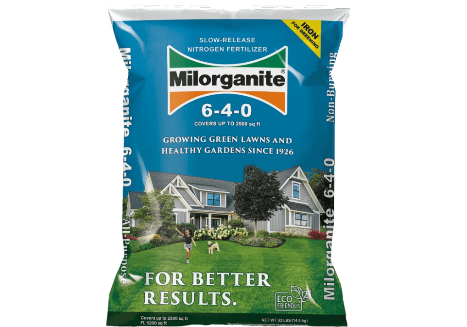 Milorganite All-Purpose Eco-Friendly Slow-Release Nitrogen 6-4-0 Fertilizer, 32 Pound Bag - for Lawns, Flowers